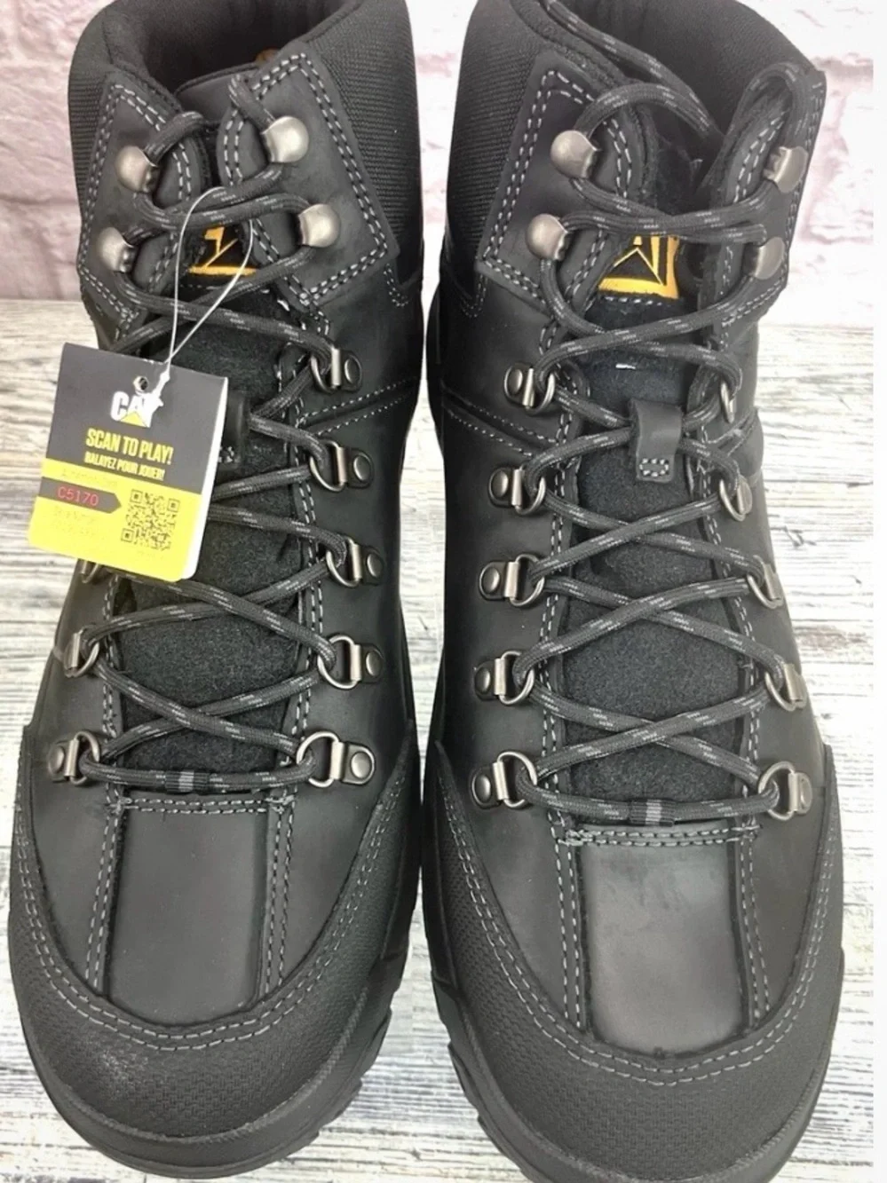 Caterpillar Black Men's Rugged Lace-Up Work Boots